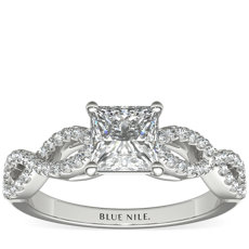 铂金无限式扭纹微密钉钻石订婚戒指（1/4 克拉总重量）